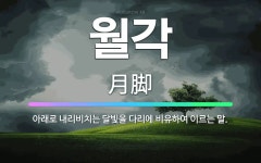 🌟월각: 아래로 내리비치는 달빛을 다리에 비유하여 이르는 말. - 표준국어대사전