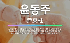 🌟윤동주: 시인(1917~1945). 북간도에서 출생하였으며, 연희 전문학교를 거쳐 일본에 유학한 후 19... - 표준국어대사전
