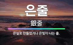 🌟은줄: 은실로 만들었거나 은빛이 나는 줄. - 표준국어대사전