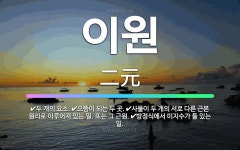 🌟이원: 두 개의 요소., 으뜸이 되는 두 곳., 사물이 두 개의 서로 다른 근본 원리로 이루어져 있는 일... - 표준국어대사전