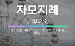 🌟자모지례: 1년간의 변리(邊利)가 원금의 2할 이내가 되도록 정한 이자율. - 표준국어대사전