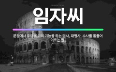 🌟임자씨: 문장에서 주어 따위의 기능을 하는 명사, 대명사, 수사를 통틀어 이르는 말. - 표준국어대사전