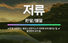 🌟저류: 트랩 상태에서, 원유나 천연가스가 지하에 모여 쌓이는 일., 절약하여 모아 둠. - 표준국어대사전