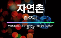 🌟자연촌: 취락(聚落)으로서 한 무리를 이루고, 사회생활의 기초 단위가 되는 촌락. - 표준국어대사전