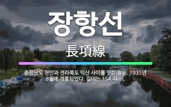 🌟장항선: 충청남도 천안과 전라북도 익산 사이를 잇는 철도. 1931년 8월에 개통되었다. 길이는 154.... - 표준국어대사전