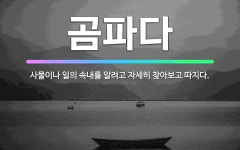 🌟곰파다: 사물이나 일의 속내를 알려고 자세히 찾아보고 따지다. - 표준국어대사전