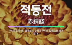 🌟적동전: 구리로 만든 돈. 실제로는 구리와 주석의 합금으로 되어 있다. - 표준국어대사전
