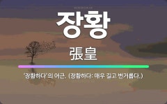 🌟장황: ‘장황하다’의 어근. (장황하다: 매우 길고 번거롭다.) - 표준국어대사전