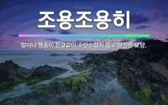 🌟조용조용히: 말이나 행동이 한결같이 수선스럽지 않고 얌전한 모양. - 표준국어대사전