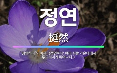 🌟정연: ‘정연하다’의 어근. (정연하다: 여러 사람 가운데에서 두드러지게 뛰어나다.) - 표준국어대사전