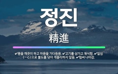 🌟정진: 고기를 삼가고 채식함., 몸을 깨끗이 하고 마음을 가다듬음., 일심(一心)으로 불도를 닦아 게을리... - 표준국어대사전