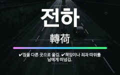 🌟전하: 책임이나 죄과 따위를 남에게 떠넘김., 짐을 다른 곳으로 옮김. - 표준국어대사전