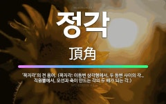 🌟정각: ‘꼭지각’의 전 용어. (꼭지각: 이등변 삼각형에서, 두 등변 사이의 각., 직원뿔에서, 모선과 ... - 표준국어대사전