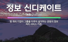 🌟정보 신디케이트: 몇 개의 기업이 그룹을 이루어 설치하는 공동의 정보 처리 서비스 기관. - 표준국어대사전