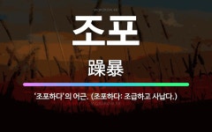 🌟조포: ‘조포하다’의 어근. (조포하다: 조급하고 사납다.) - 표준국어대사전