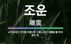 🌟조운: 아로새긴 것처럼 아름다운 구름., 운기(雲氣)를 뿌려 놓는 일. - 표준국어대사전