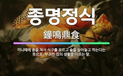 🌟종명정식: 끼니때에 종을 쳐서 식구를 모으고 솥을 늘어놓고 먹는다는 뜻으로, 부귀한 집의 생활을 이르는 말. - 표준국어대사전