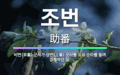 🌟조번: 비번(非番) 군사가 상번(上番) 군사를 도와 순라를 돌며 경계하던 일. - 표준국어대사전