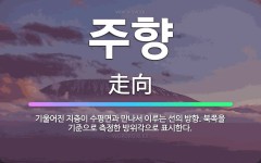 🌟주향: 기울어진 지층이 수평면과 만나서 이루는 선의 방향. 북쪽을 기준으로 측정한 방위각으로 표시한다. - 표준국어대사전