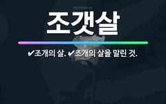 🌟조갯살: 조개의 살., 조개의 살을 말린 것. - 표준국어대사전
