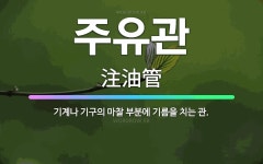 🌟주유관: 기계나 기구의 마찰 부분에 기름을 치는 관. - 표준국어대사전