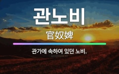 🌟관노비: 관가에 속하여 있던 노비. - 표준국어대사전