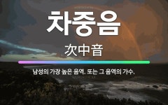 🌟차중음: 남성의 가장 높은 음역. 또는 그 음역의 가수. - 표준국어대사전
