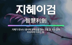 🌟지혜이검: 지혜가 번뇌나 생사에 얽매임을 끊는 것을 잘 드는 칼에 비유하여 이르는 말. - 표준국어대사전