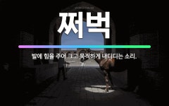 🌟쩌벅: 발에 힘을 주어 크고 묵직하게 내디디는 소리. - 표준국어대사전