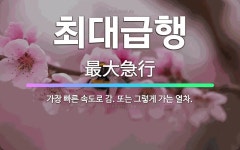 🌟최대급행: 가장 빠른 속도로 감. 또는 그렇게 가는 열차. - 표준국어대사전