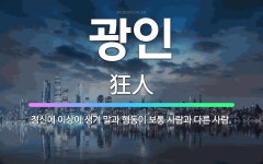 🌟광인: 정신에 이상이 생겨 말과 행동이 보통 사람과 다른 사람. - 표준국어대사전