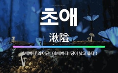🌟초애: ‘초애하다’의 어근. (초애하다: 땅이 낮고 좁다.) - 표준국어대사전