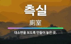 🌟측실: 대소변을 보도록 만들어 놓은 곳. - 표준국어대사전