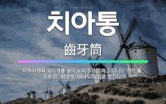 🌟치아통: 이쑤시개와 귀이개를 넣어 노리개처럼 차고 다니는 작은 통. 주로 은, 회양목, 대나무 따위로 만든다. - 표준국어대사전