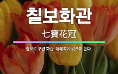 🌟칠보화관: 칠보로 꾸민 화관. 대례복에 갖추어 쓴다. - 표준국어대사전