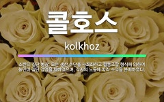 🌟콜호스: 소련의 집단 농장. 모든 생산 수단을 사회화하고 협동조합 형식에 의하여 농민이 집단 경영을 행하... - 표준국어대사전