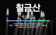 🌟칠금산: 수미산의 둘레를 일곱 겹으로 싸고 있는 일곱 산. 지쌍산ㆍ지축산ㆍ담목산ㆍ선견산ㆍ마이산ㆍ상비산ㆍ지... - 표준국어대사전