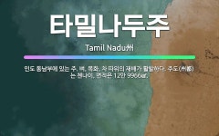 🌟타밀나두주: 인도 동남부에 있는 주. 벼, 목화, 차 따위의 재배가 활발하다. 주도(州都)는 첸나이, 면... - 표준국어대사전