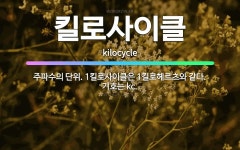 🌟킬로사이클: 주파수의 단위. 1킬로사이클은 1킬로헤르츠와 같다. 기호는 kc. - 표준국어대사전