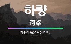 🌟하량: 하천에 놓은 작은 다리. - 표준국어대사전