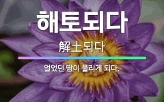 🌟해토되다: 얼었던 땅이 풀리게 되다. - 표준국어대사전