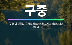 🌟구중: ‘구종’의 변한말. (구종: 벼슬아치를 모시고 따라다니던 하인.) - 표준국어대사전
