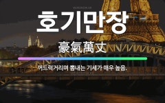 🌟호기만장: 꺼드럭거리며 뽐내는 기세가 매우 높음. - 표준국어대사전