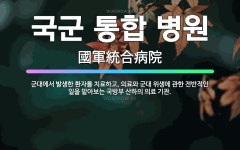 🌟국군 통합 병원: 군대에서 발생한 환자를 치료하고, 의료와 군대 위생에 관한 전반적인 일을 맡아보는 국방... - 표준국어대사전