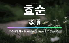 🌟효순: ‘효순하다’의 어근. (효순하다: 효성이 있고 유순하다.) - 표준국어대사전