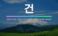 🌟건: ‘건하다’의 어근. (건하다: 아주 넉넉하다., ‘거나하다’의 준말., 물 따위가 푹 잠기거나 고일... - 표준국어대사전