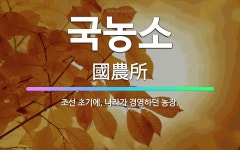 🌟국농소: 조선 초기에, 나라가 경영하던 농장. - 표준국어대사전