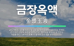 🌟금장옥액: 주초(朱草)의 용액에 금과 옥을 섞어서 만든다는 신선 세계의 선약., 도가에서, ‘침’을 이르... - 표준국어대사전