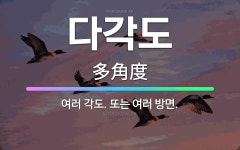🌟다각도: 여러 각도. 또는 여러 방면. - 표준국어대사전