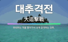 🌟대추격전: 후퇴하는 적을 쫓아가서 크게 공격하는 전투. - 표준국어대사전